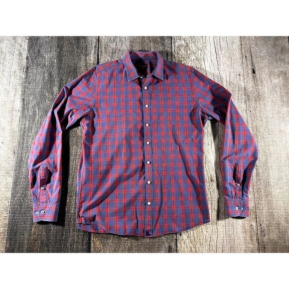 Untuckit Men's Wrinkle-Free Carmenet  Shirt Red Blue Check Long Sleeve Button XL - Picture 1 of 7